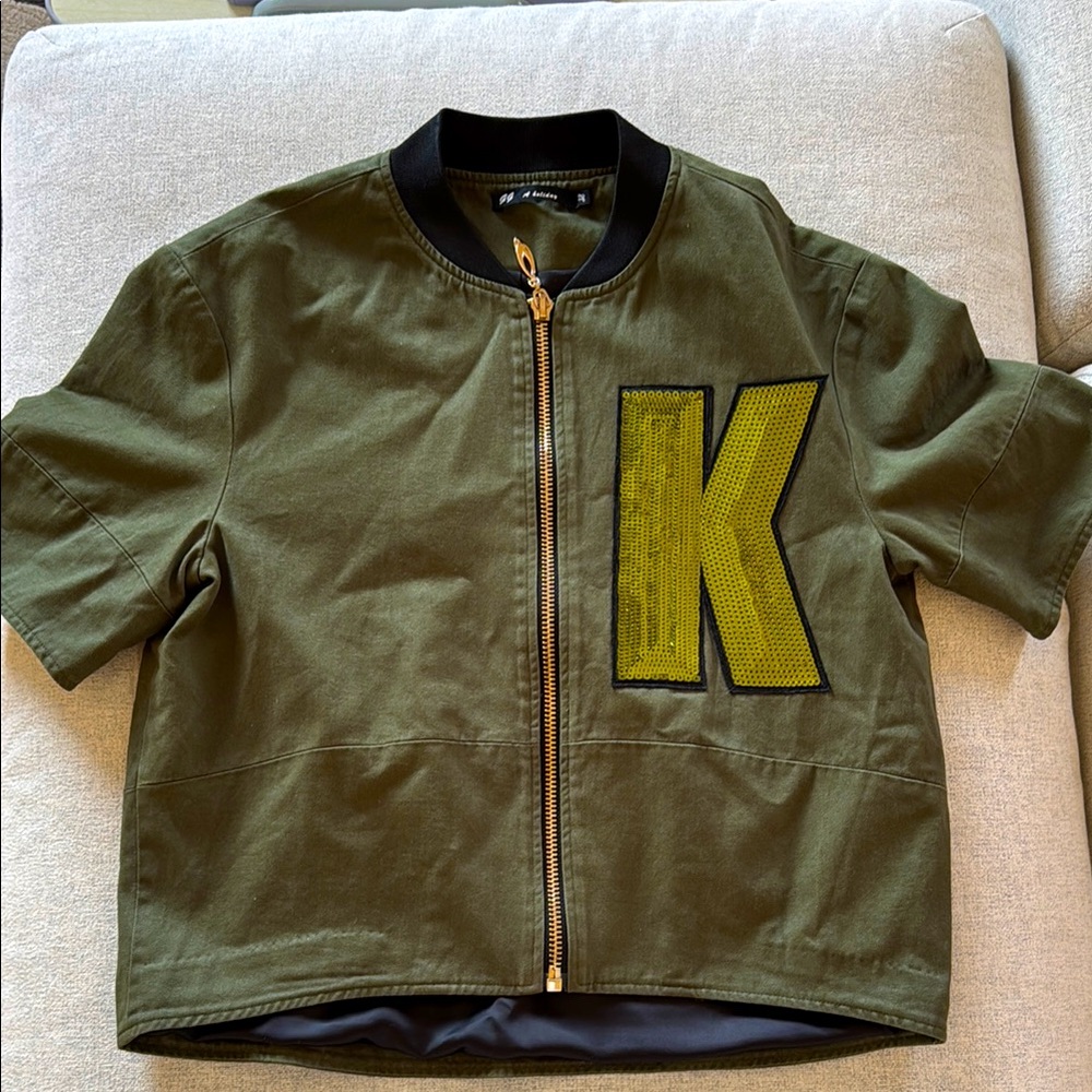 Green Jean Jacket with Varsity Patch